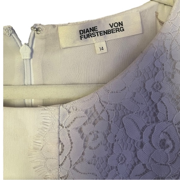 Diane Von Furstenburg DVF Tavita Jumpsuit Cream Lace Top Silk Wide Leg 14 - Picture 6 of 12